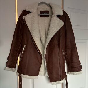 Brown Shearling Lined Women's Jacket